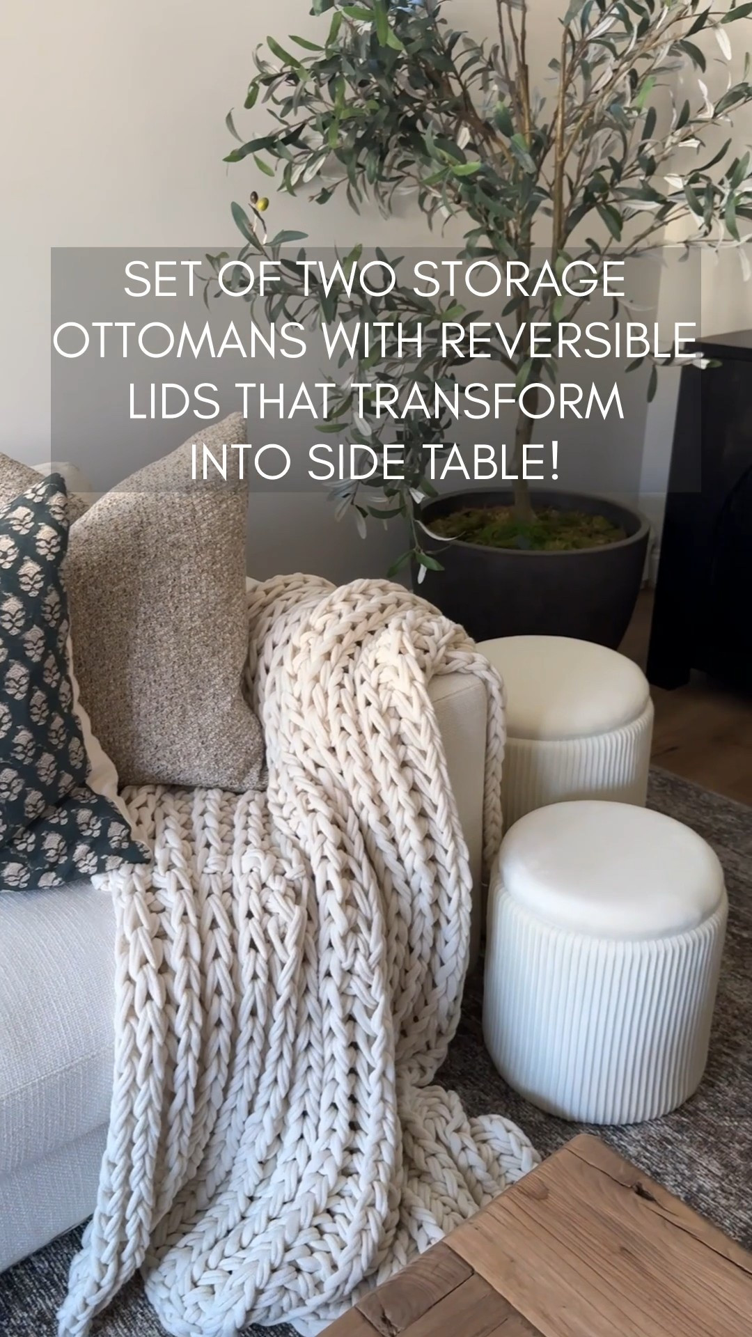 These storage ottomans are great for hiding all the clutter and convert into side tables! It's a double win! 

#LTKHome