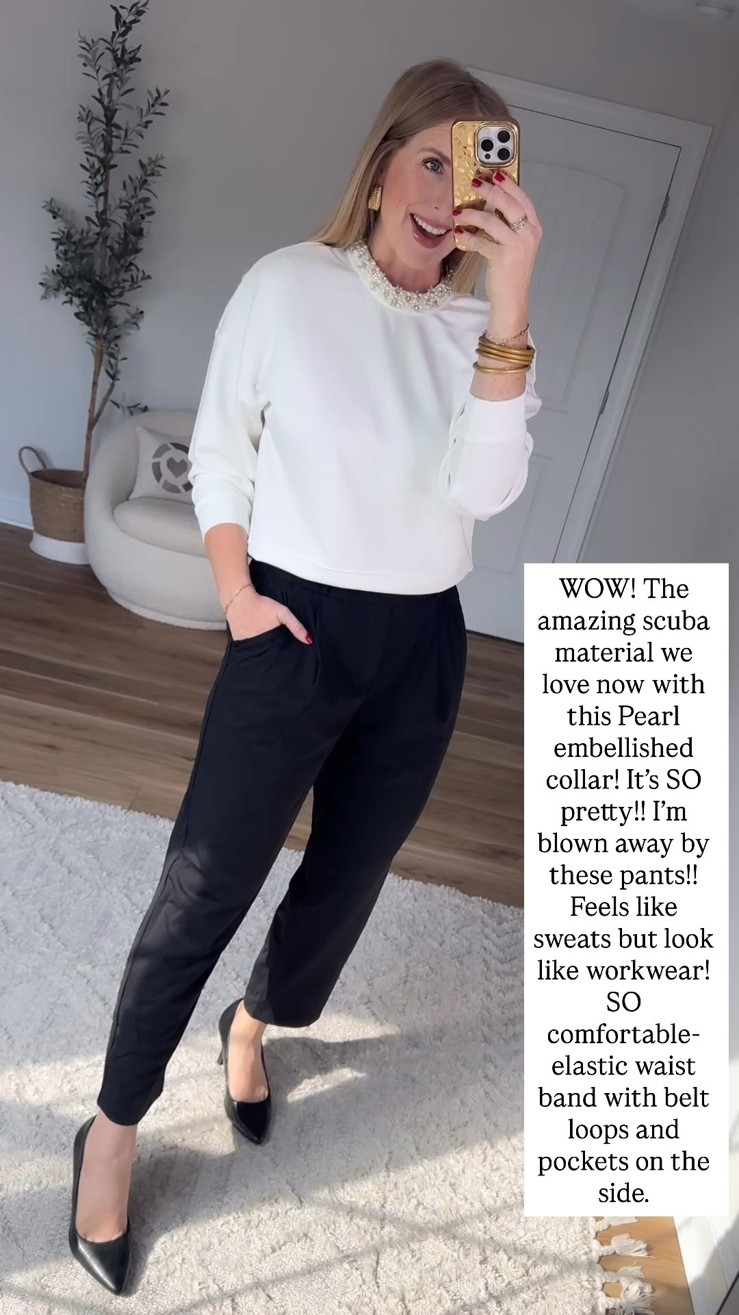 Pearl embellished scuba sweater from Walmart

#LTKootd