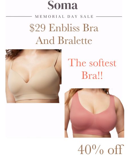 Soma enbliss bra sale!!! Only $29 for the bra and bralette. The softest material ever 

#LTKOver40 #LTKSaleAlert