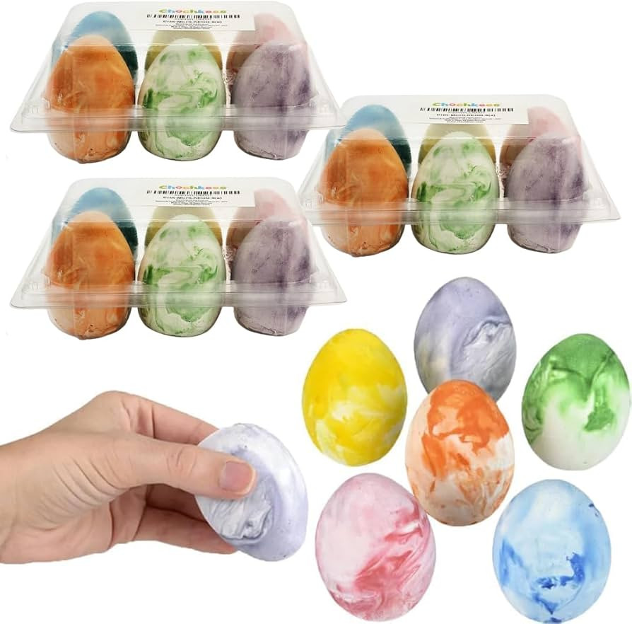 18-Pack Easter Marbelized Egg Chalk, Sidewalk Chalk for Kids, Easter Basket Stuffers Gifts Filler... | Amazon (US)