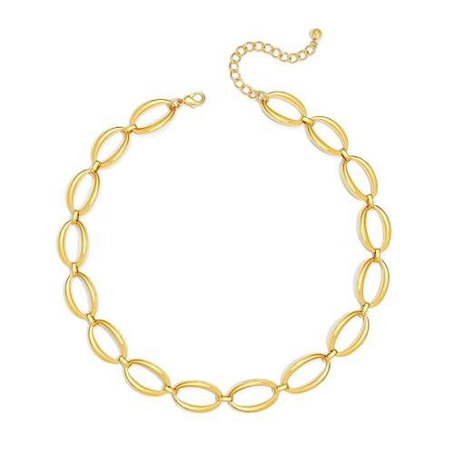 SHANTYSON Gold Chunky Necklace for Women 18K Gold Plated Statement | Amazon (US)