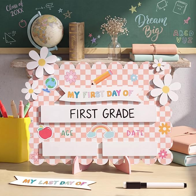 Yookeer My First Day of School Sign 10"x7" First and Last Day of School Board with Erase Marker P... | Amazon (US)