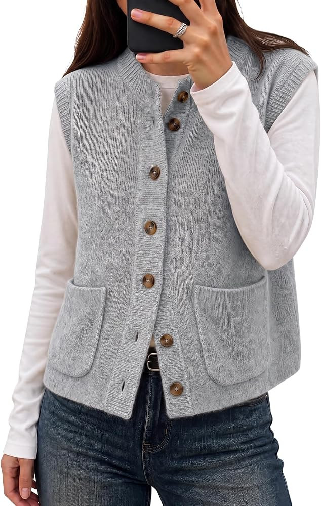 Cicy Bell Women Cap Sleeve Sweater Vest Button Down Sleeveless Cardigans | Amazon (US)