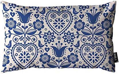 EKOBLA Throw Pillow Cover Floral Bohemian Style Scandinavian Folk Art Traditional Culture Navy Bl... | Amazon (US)
