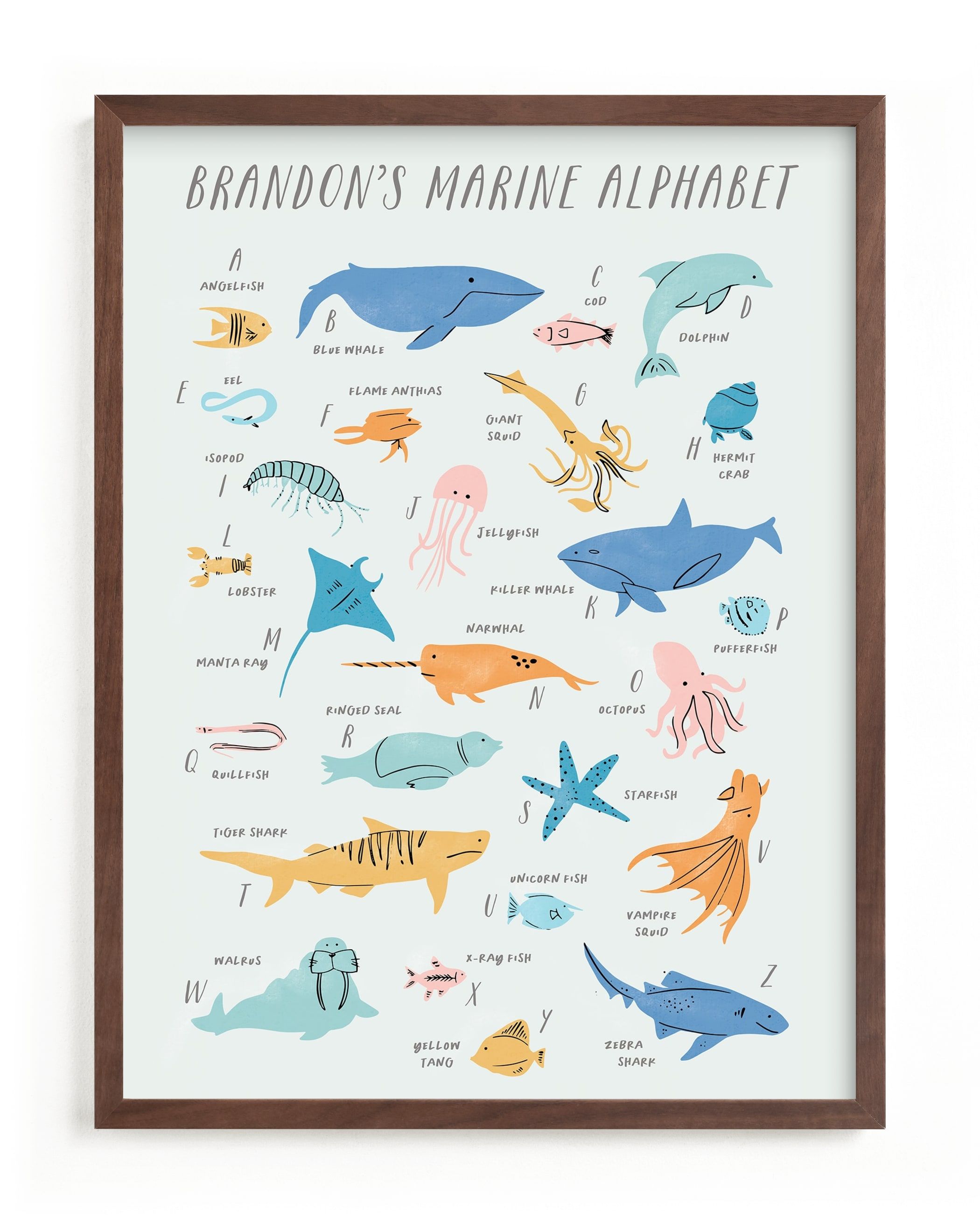 "Sea life alphabet" - Children's Custom Art Print by Creo Study. | Minted