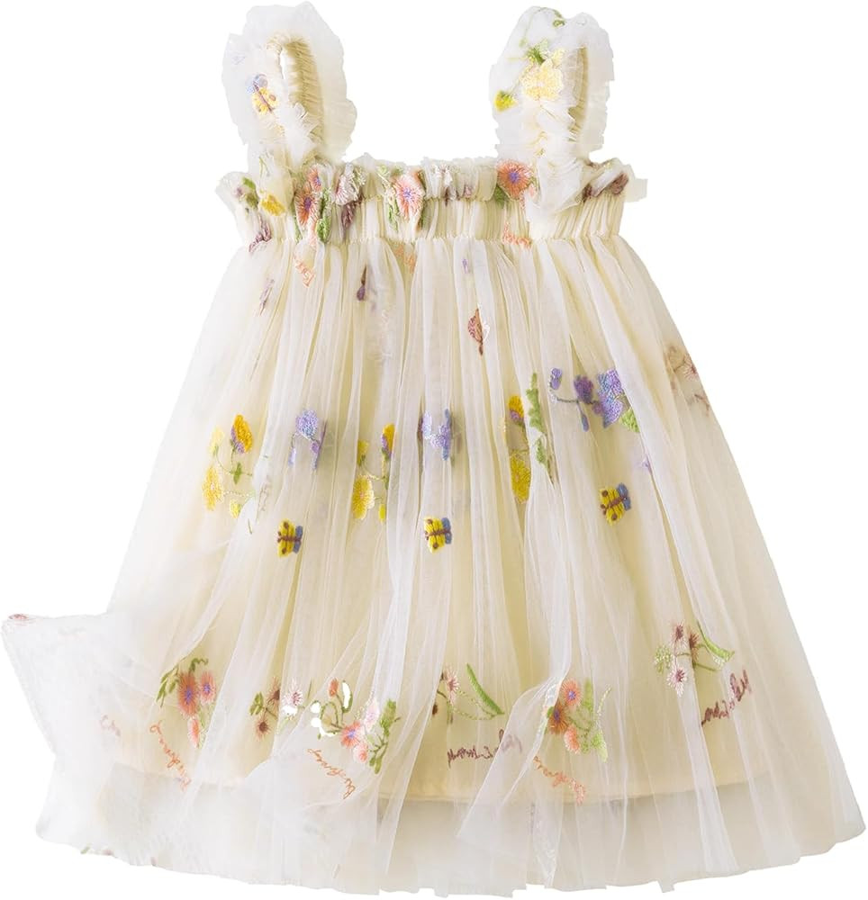 Nileafes Toddler Summer Dress Baby Girl Strap Floral A Line Dress Sleeveless Beach Butterfly Sund... | Amazon (US)