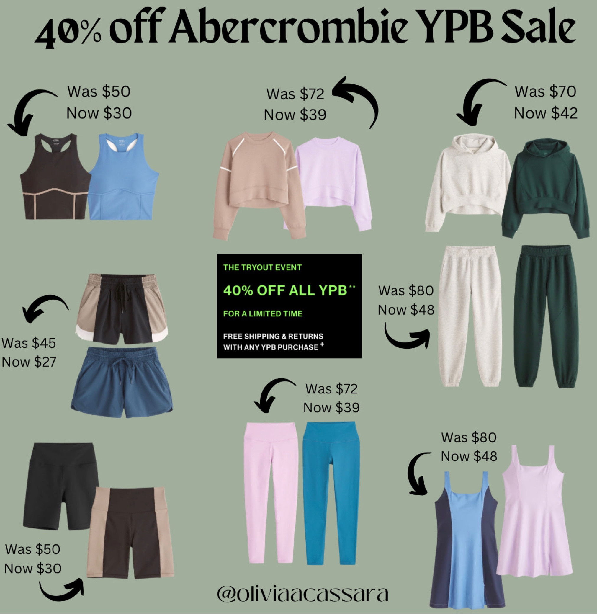 40% ABERCROMBIE YPB (YOUR PERSONAL BEST) SALE! 
We loveeee a good sale especially from Abercrombie! Sooo many good options - can never go wrong with a fit from here! The softest materials and such good quality without breaking the bank! 
SALE SALE SALE !!! It won’t last long!

#LTKsalealert #LTKfit #LTKunder100