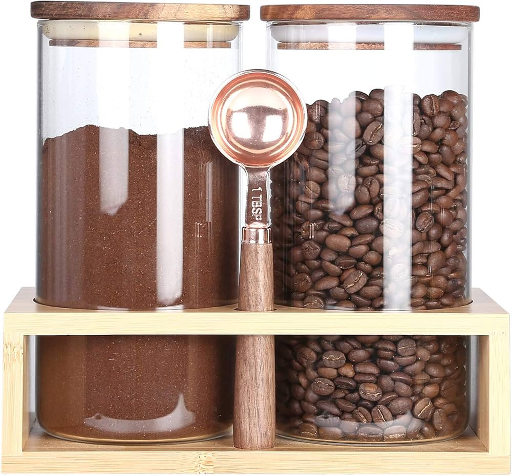 KKC HOME ACCENTS Home Accents Borosilicate Glass Jars with Wood Lids, Tea Container for Loose Tea... | Amazon (US)