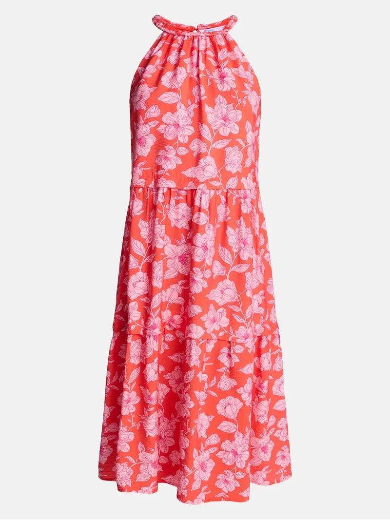 Time and Tru Women's Braided Halter Midi Dress, Sizes XS-XXXL | Walmart (US)