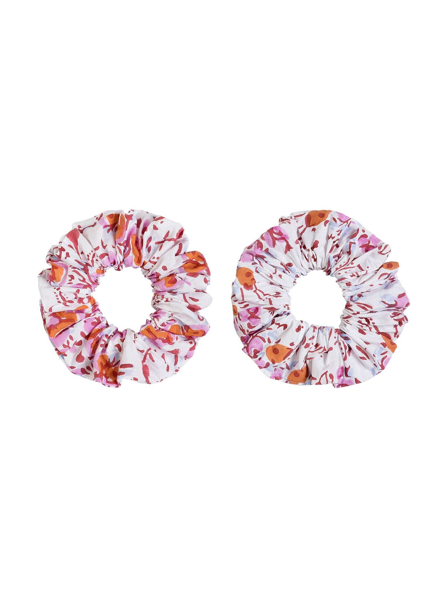 Pink Floral Hair Scrunchies (set of 2) | Heidi Carey