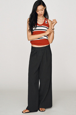 Pleated Pinstripe Trousers Pants | Anthropologie (US)