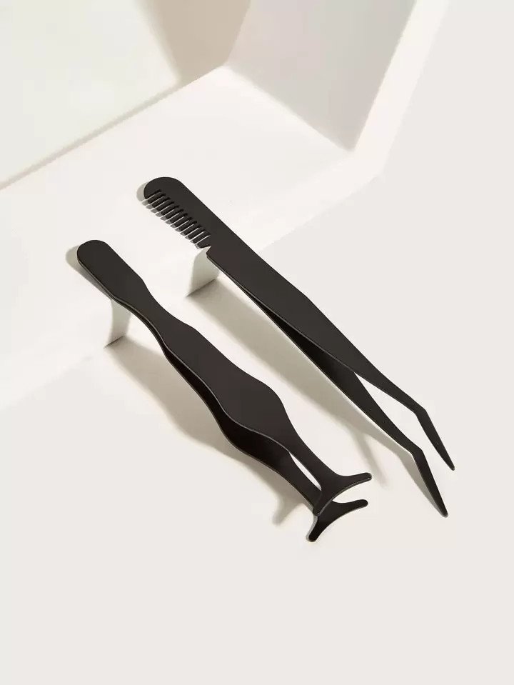 2PCS stainless steel Eyelash Tweezers | SHEIN