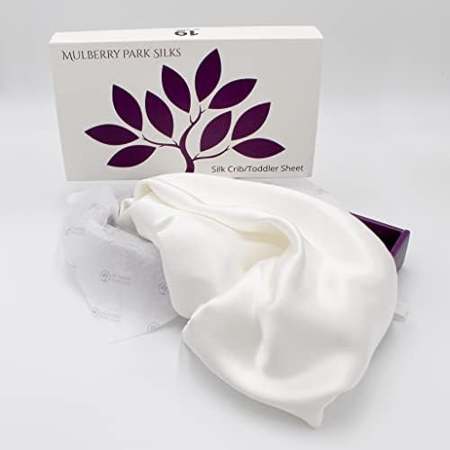 Mulberry Park Fitted Silk Crib Sheet - Natural White - Grade 6A Pure 19 Momme Toddler Bedding - G... | Amazon (US)