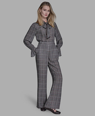BCBG Women's Plaid Wide-Leg Pants - Macy's | Macy's