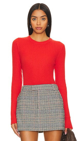 Autumn Cashmere Rib Crew Neck Top in Red. - size L | Revolve Clothing (Global)