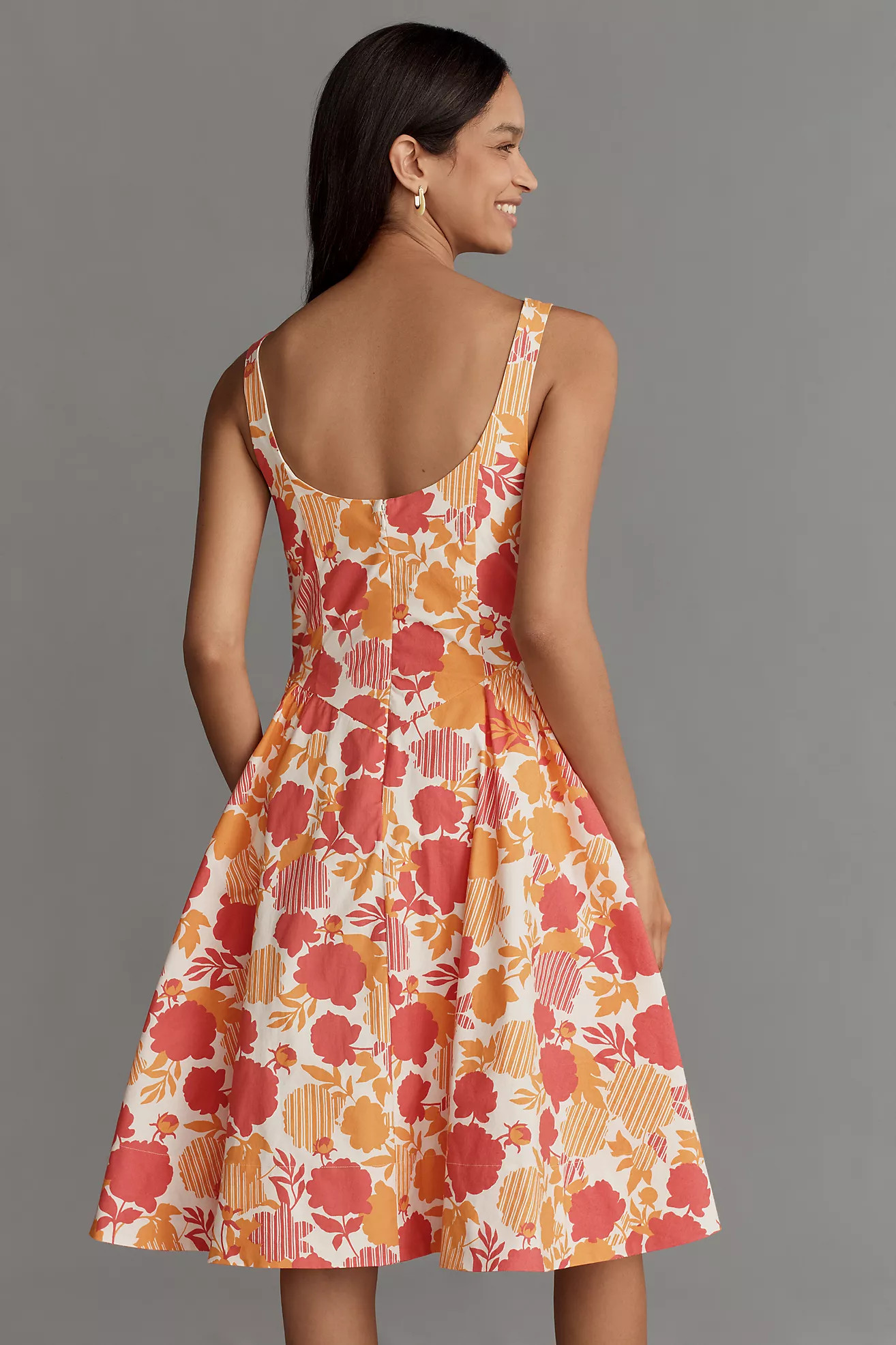 By Anthropologie Sleeveless Scoop-Neck Basque-Waist Midi Dress | Anthropologie (US)