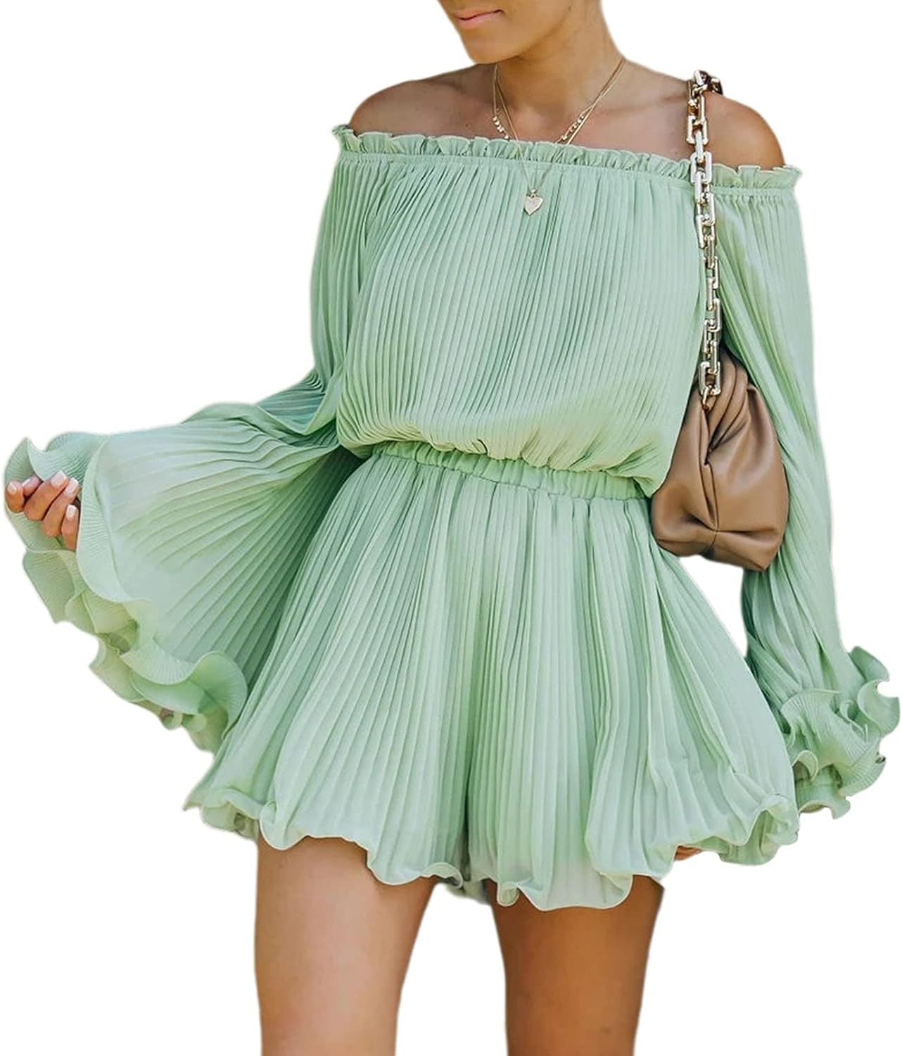 Fixmatti Women Boho Summer Romper Casual Floral Print Off Shoulder Strapless Shorts Jumpsuit | Amazon (US)