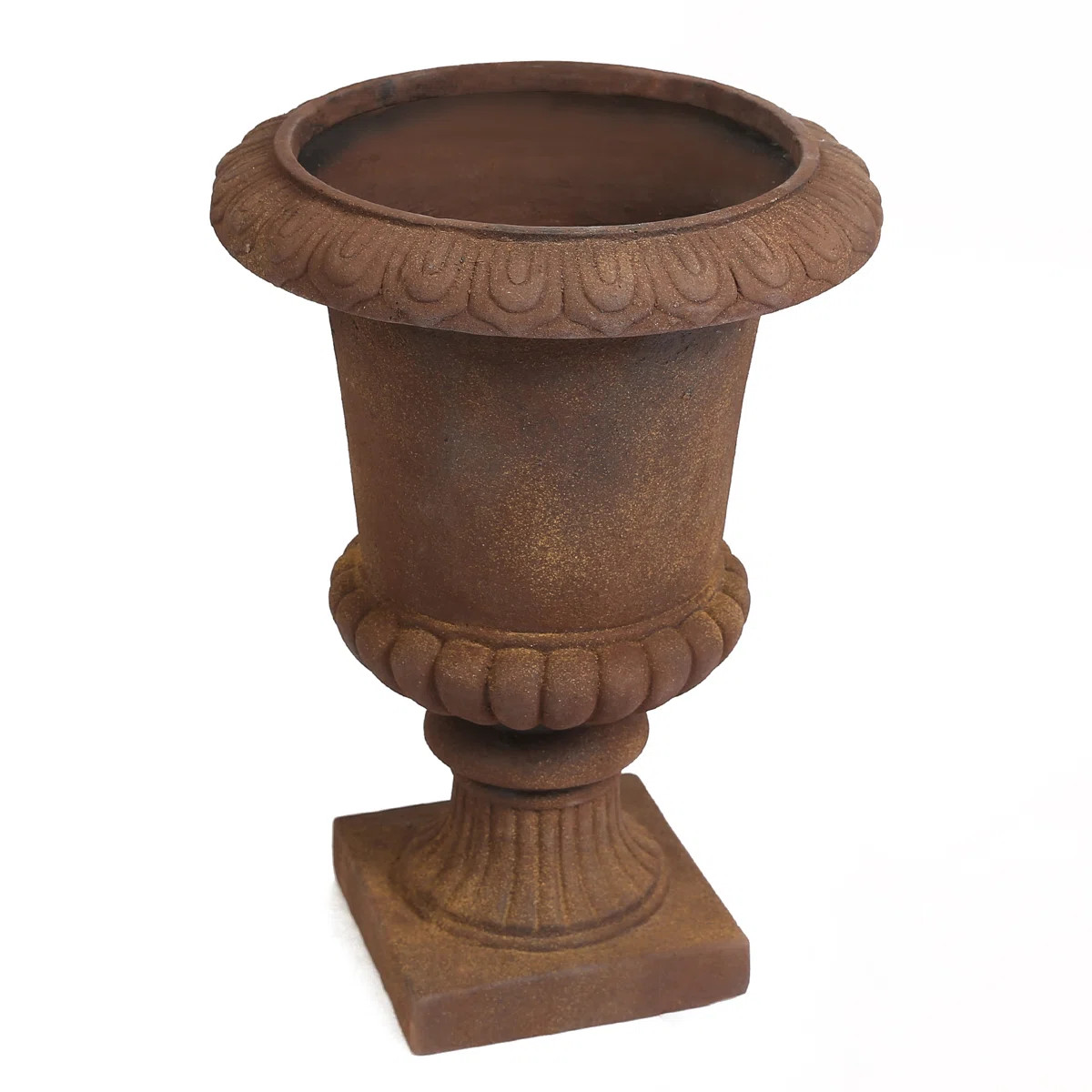 21.3" H Rustic Brown Urn Planter, Pedestal Outdoor Indoor Decorative Flower Pot | Wayfair North America
