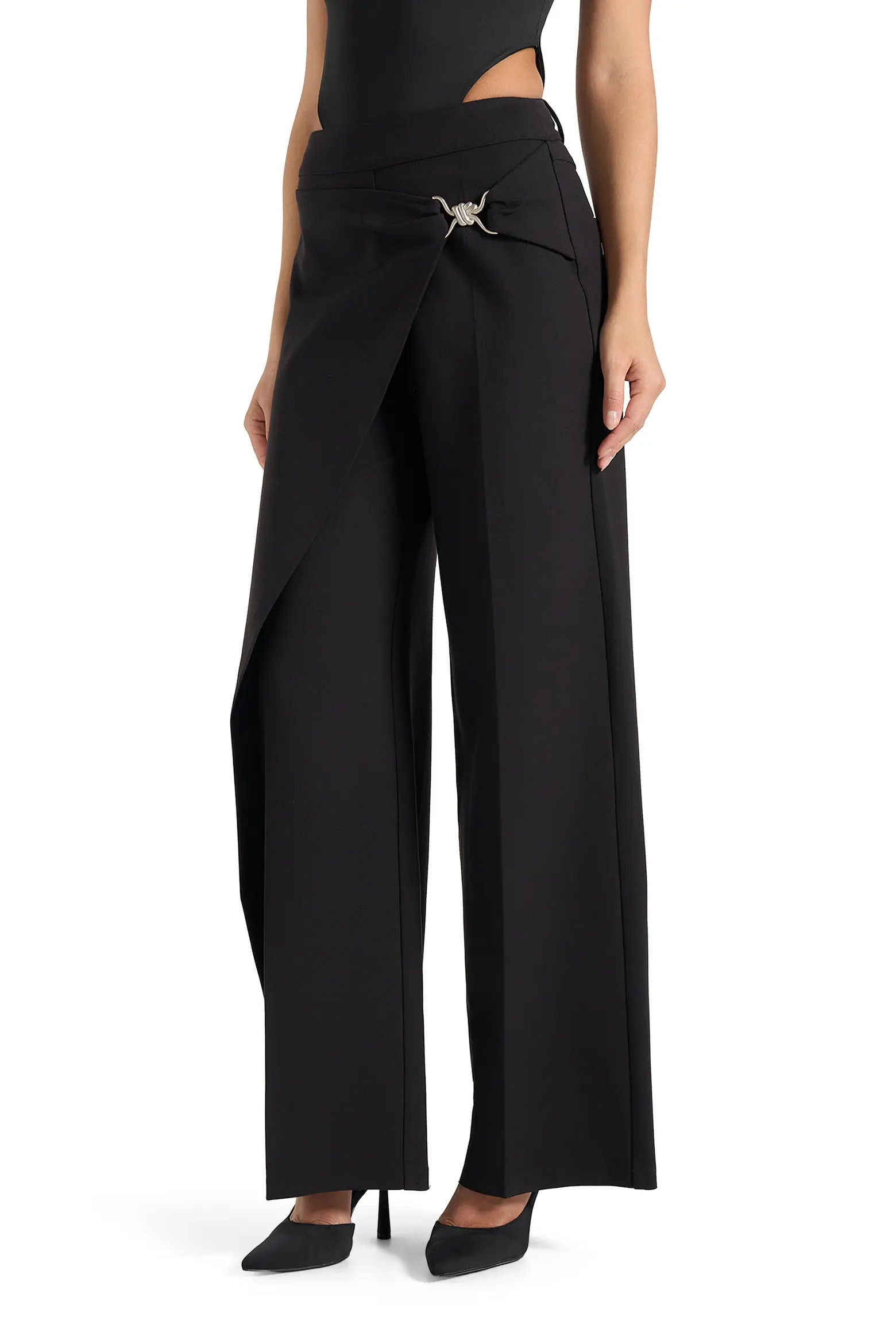 Manière De Voir Beryl Wrap Front Tailored Trousers With Hardware Detail (Women) | Nordstrom | Nordstrom