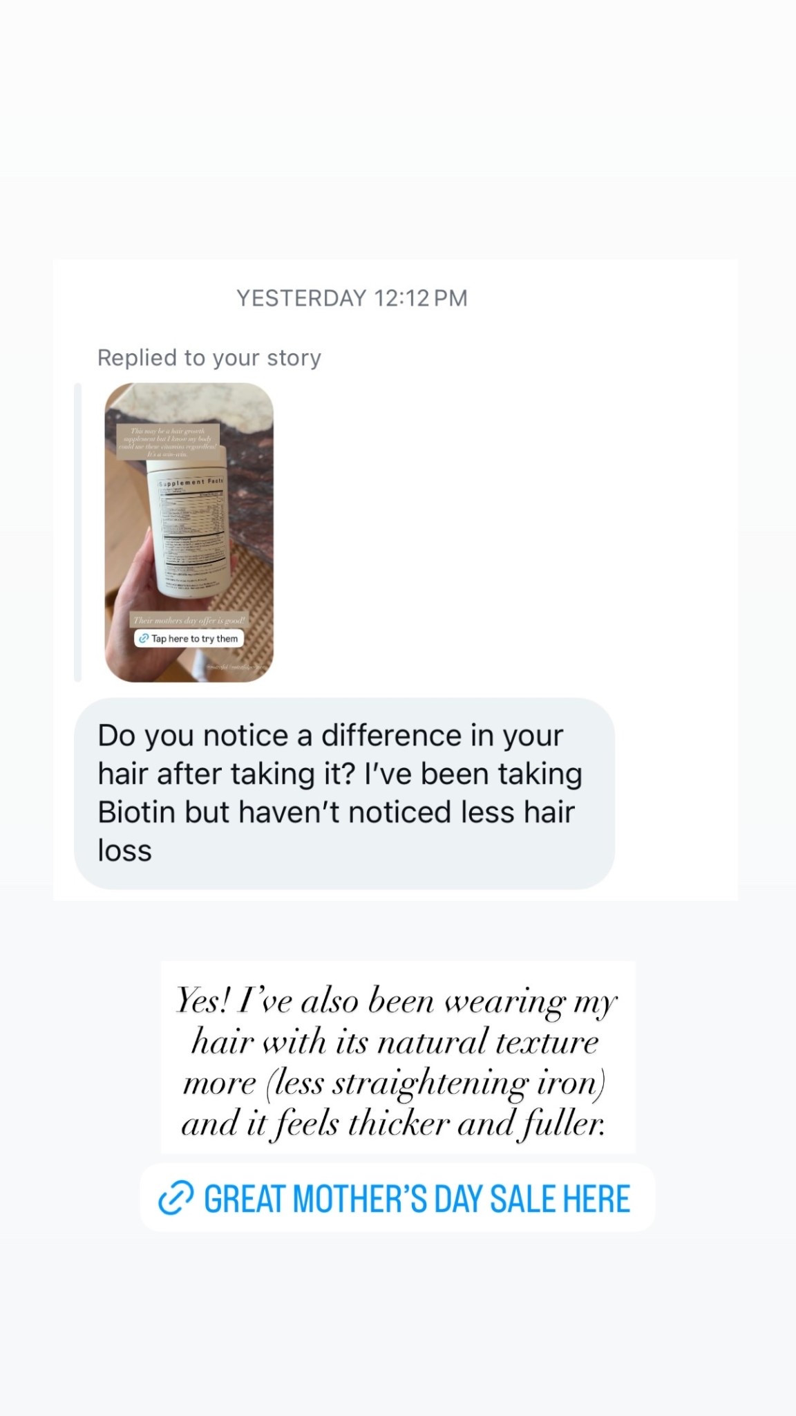 Nutrafol has a special Mothers Day promotion running now

@nutrafol 
#nutrafolpartner 
#haircare
#hairvitamin
#cleanbeauty
#mothersdaygift

#LTKMothersDay #LTKOver40 #LTKBeauty

#LTKMothersDay #LTKselfcare #LTKBeauty