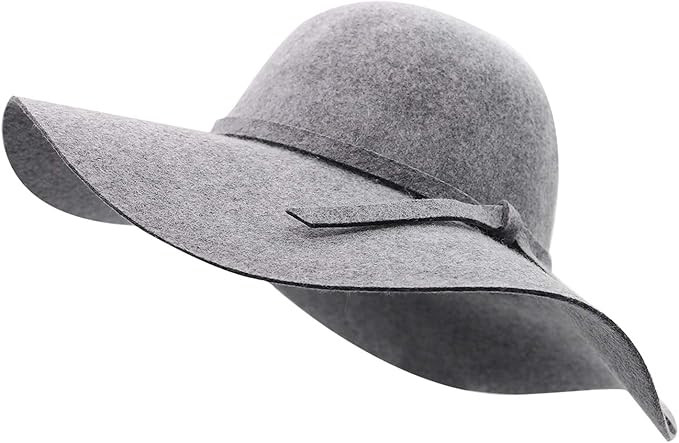 Bienvenu Women's Wide Brim Wool Ribbon Band Floppy Hat | Amazon (US)