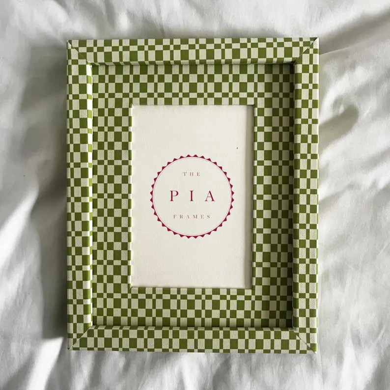 Green Checkered Fabric Frame – Hand-wrapped Picture Frame – Playful & Modern Wall Decor - Ets... | Etsy (US)