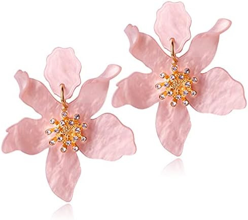 ANDPAI Unique Bohemian Oversized Acrylic Resin Flower Dangle Drop Earrings Retro Large Hawaii Flo... | Amazon (US)