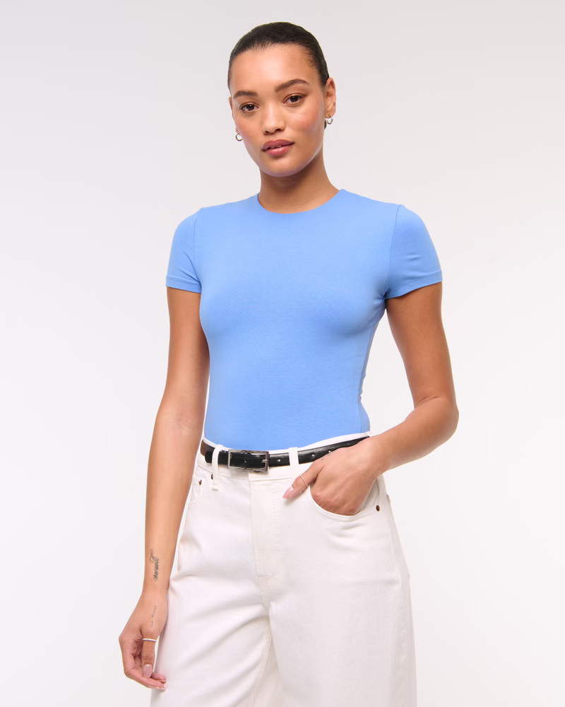 Women's Short-Sleeve Cotton-Blend Seamless Fabric Crew Bodysuit | Women's Bra Free Collection | A... | Abercrombie & Fitch (US)
