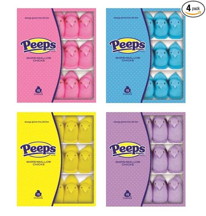 Easter Chicks Marshmallow Peeps Value Pack Bundle: 4 Assorted Colors (Total 60 Chicks) | Amazon (US)