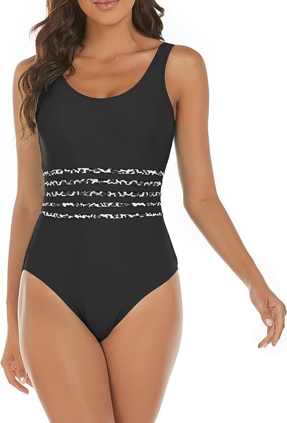 Wenly zeng Womens One Piece Swimsuit Tummy Control Scoop Neck Bathing Suits | Amazon (US)