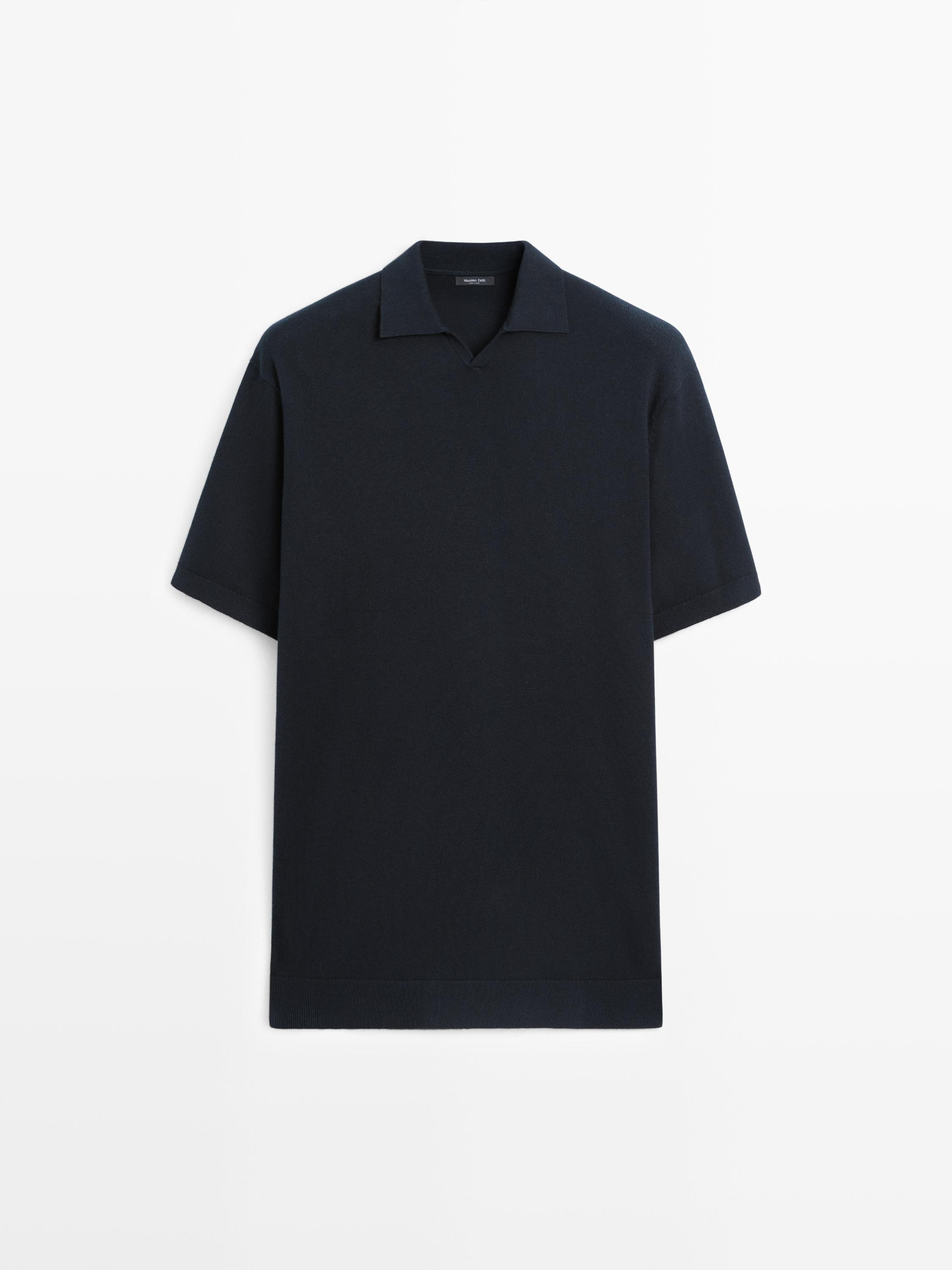 Cotton blend knit polo sweater | Massimo Dutti US