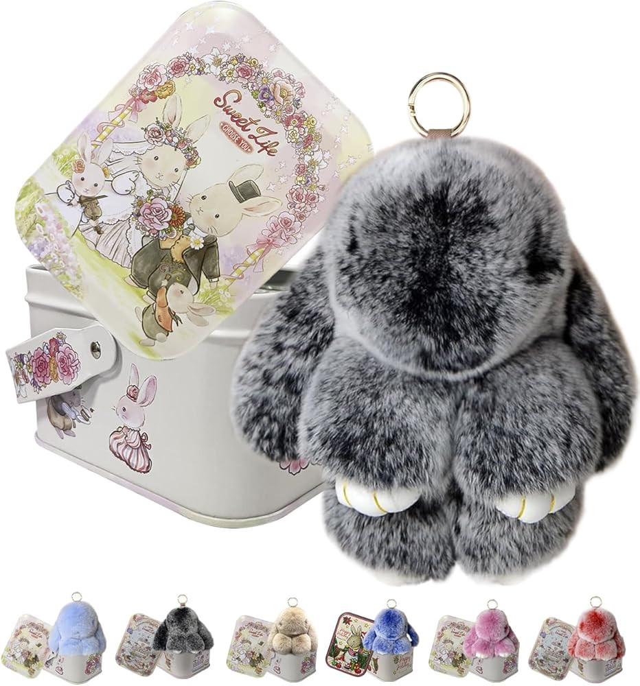 Easter Keychain With Tin Box, Bunny Lucky Keychains, Handmade Soft Bunny Keychain | Amazon (US)