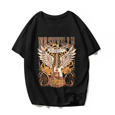 Funny Tops Nashville Rock Star Country Music T-Shirt Retro Band Guitar Concert Graphics Women Men Ca | Walmart (US)