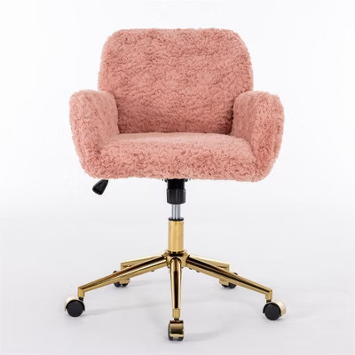 COWLOWN Pink Office Chair, Adjustable Swivel Chair with Golden Base, 40¡ã Recline & Plush Seat | Target
