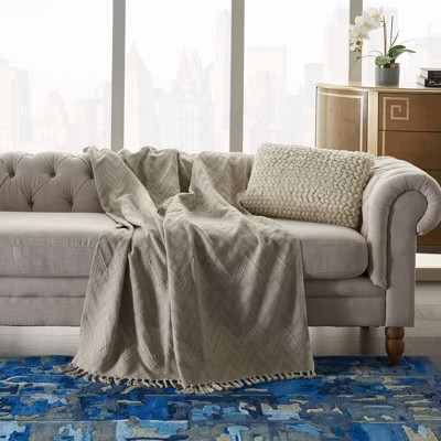 50"x60" Knit Chevron Throw Blanket Natural - Nourison | Target