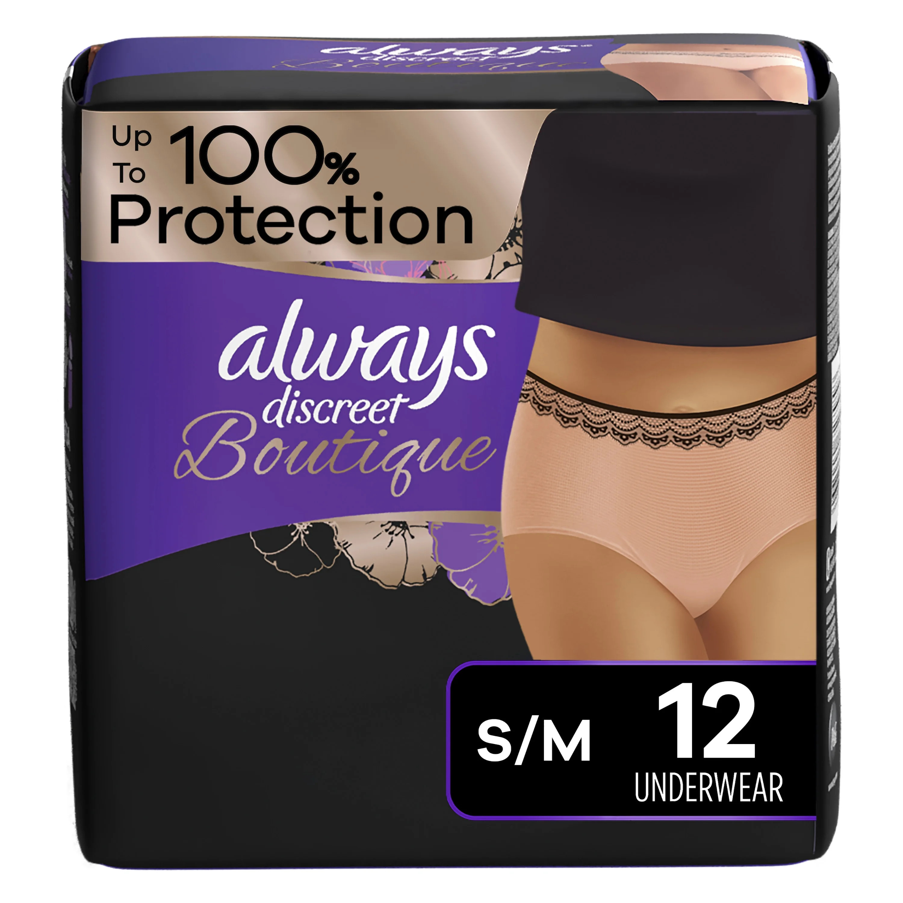Always DiscreetAlways Discreet Boutique Incontinence Underwear, Maximum Protection, S/M, Rosy, 12... | Walmart (US)
