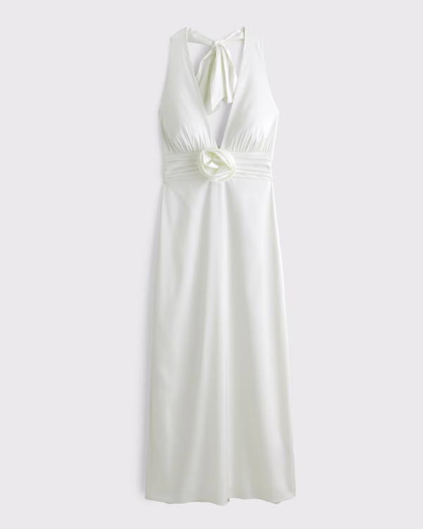 Rosette Halter Midi Dress | Abercrombie & Fitch (US)