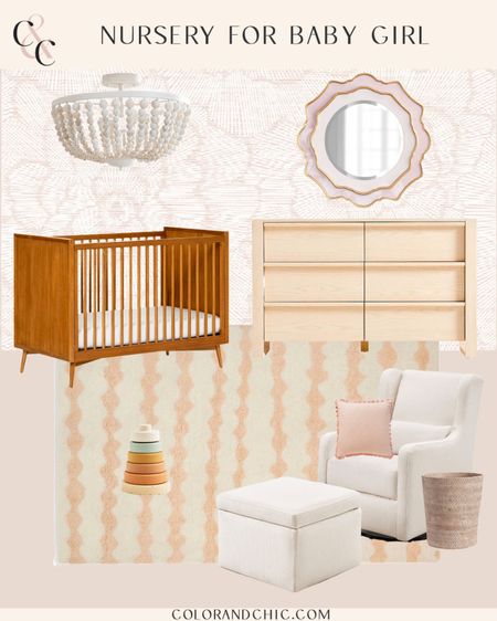 Nursery for a baby girl! I love the natural look of this room with the pink undertones. So pretty and neutral. Love the two-toned mirror and light fixture! 

#LTKbaby #LTKstyletip #LTKhome