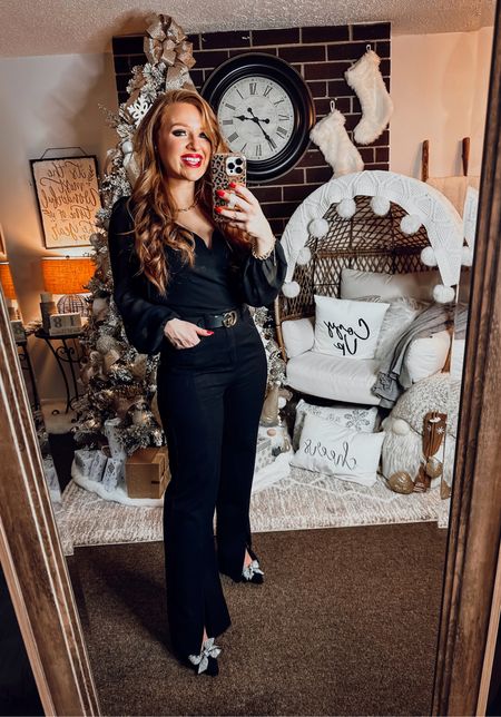 All black holiday look ! Outfit is from pink lily! 

Bodysuit - small 
Open button slit black jeans in size 28

Code: December20

#LTKHoliday #LTKSeasonal #LTKshoecrush