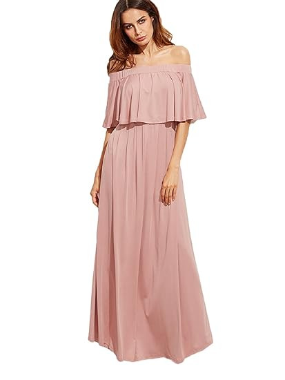 Milumia Women's Off The Shoulder Layered Ruffle Party Maxi Dress | Amazon (US)