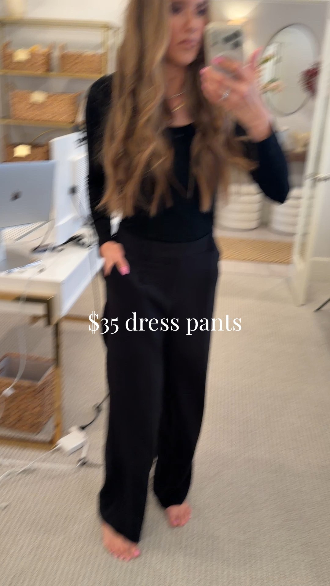 Black pants that look and feel super high end but only $35 and my favorite black Amazon ribbed shirt 