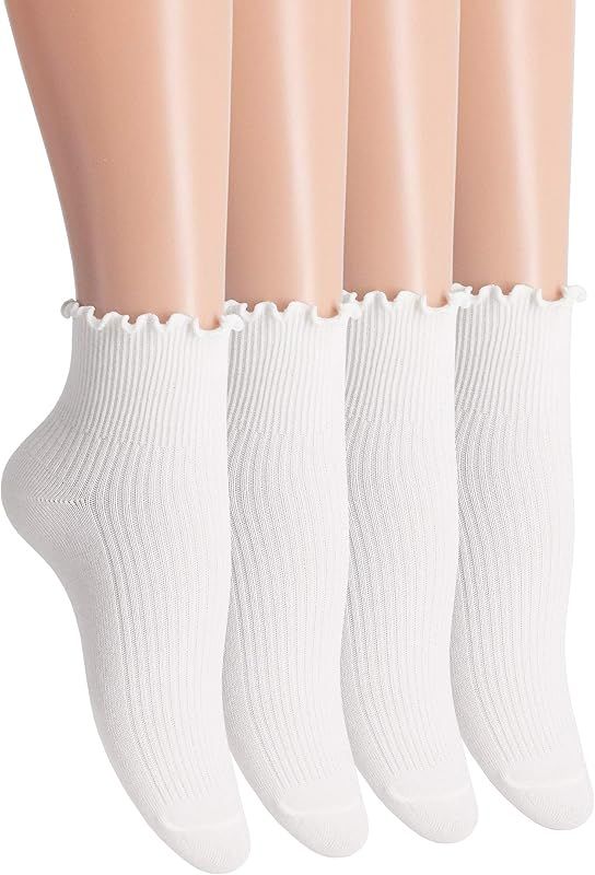 Amazon.com: SRYL Women Ankle Socks Ruffle Turn-Cuff ,Low Cut Socks Knit Cotton Lettuce Dress Socks ( | Amazon (US)