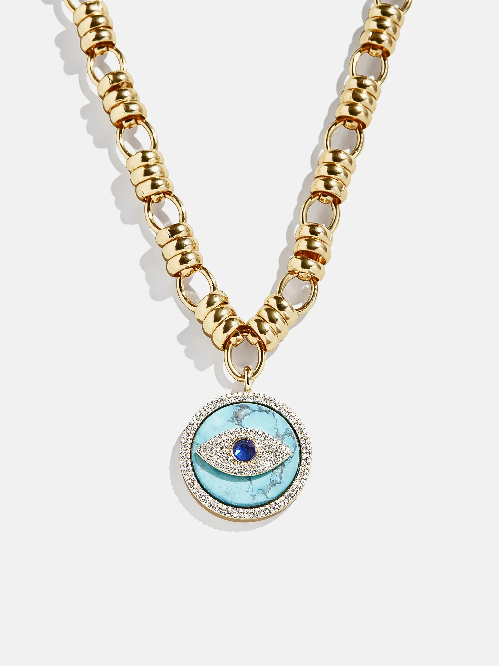 Sohla Evil Eye Statement Necklace - Gold/Turquoise | BaubleBar