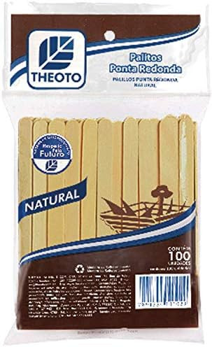 Theoto 51010 Palito de Madeira para Sorvete Ponta Redonda, Multicores, 100 unidades | Amazon (BR)