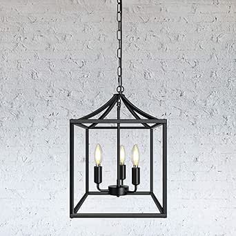 Black Farmhouse Pendant Light , Lantern Cage Chandelier, Industrial Kitchen Light for Foyer, Dini... | Amazon (US)