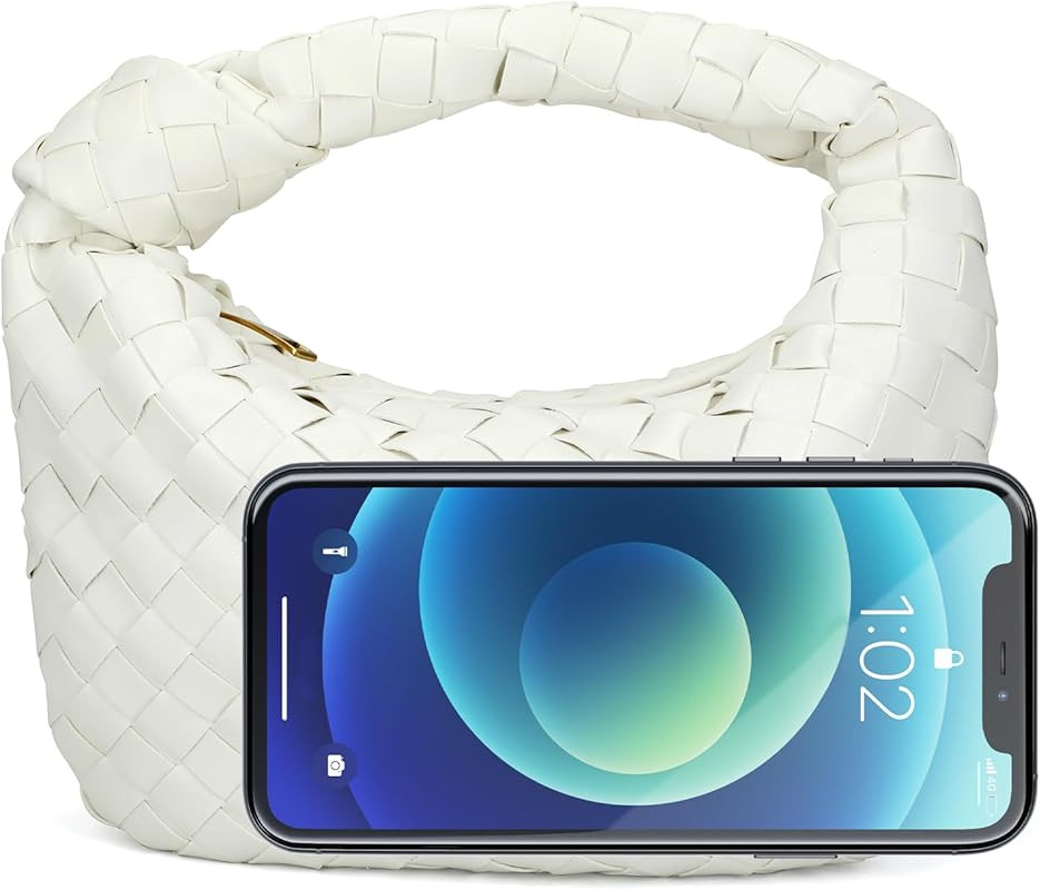 Woven Handbag for Women, Woven Knotted Handbag Clutch Purse Soft Leather Shoulder Bag Mini Ladies... | Amazon (US)