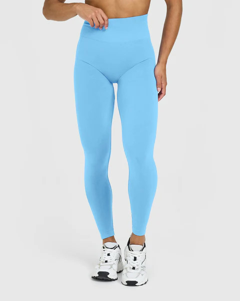EffortlessLift™ Seamless Leggings with White Logo 
 Arctic Blue | Oner Active (UK / US)
