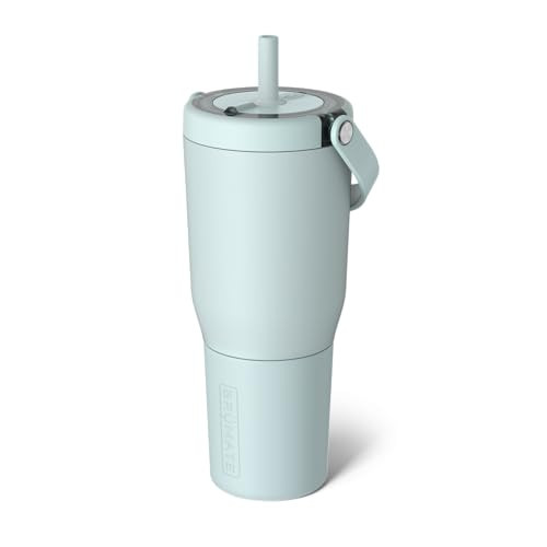 BrüMate Resa 35oz 100% Leakproof Travel Tumbler w/Handle & Straw | Flexible SoftSip Straw | Silicone Sleeve for Durability | Stainless Steel | Cup Holder & Travel Friendly Water Bottle (Blue Agave) | Amazon (US)