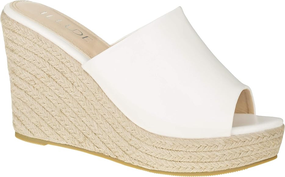 ILLUDE Women's Wedge Sandals Platform Heel Espadrille Sandal - Straw Platform Open Toe Sandals | Amazon (US)