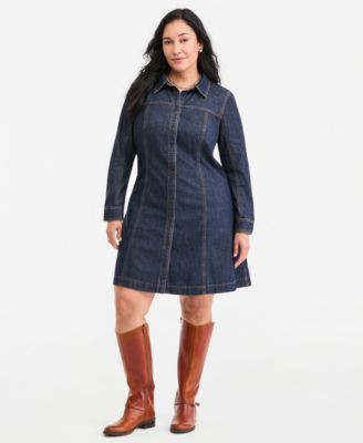 On 34th Womens Denim Long Sleeve Mini Dress Macys Exclusive | Macy's
